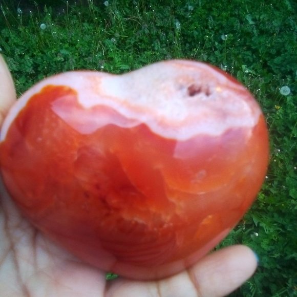 Carnelian Stone / Carnelian Heart W/Druzzy - Picture 4 of 6